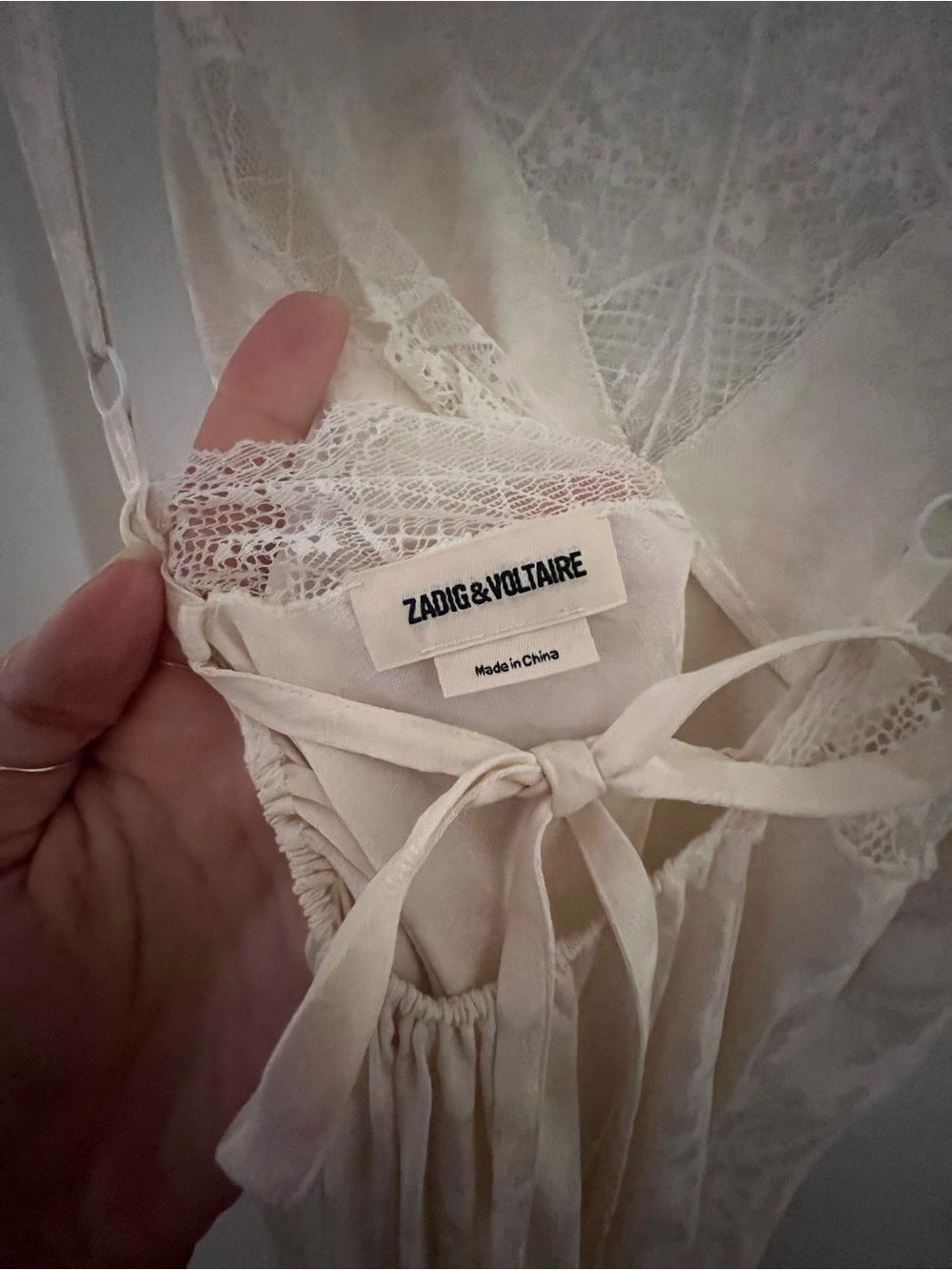 Zadig & Voltaire Ivory Lace-Trim Satin Slip Dress - Picture 2 of 7
